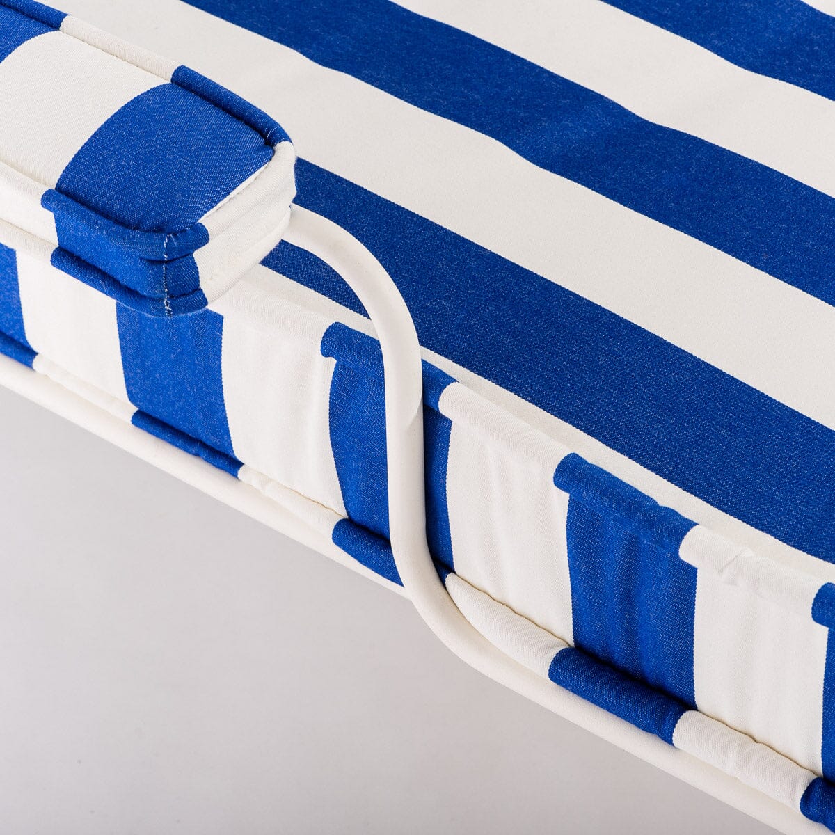 The Waterhouse Sun Lounger in Crew Mediterranean Blue Stripe | Antique White Frame - Image 3