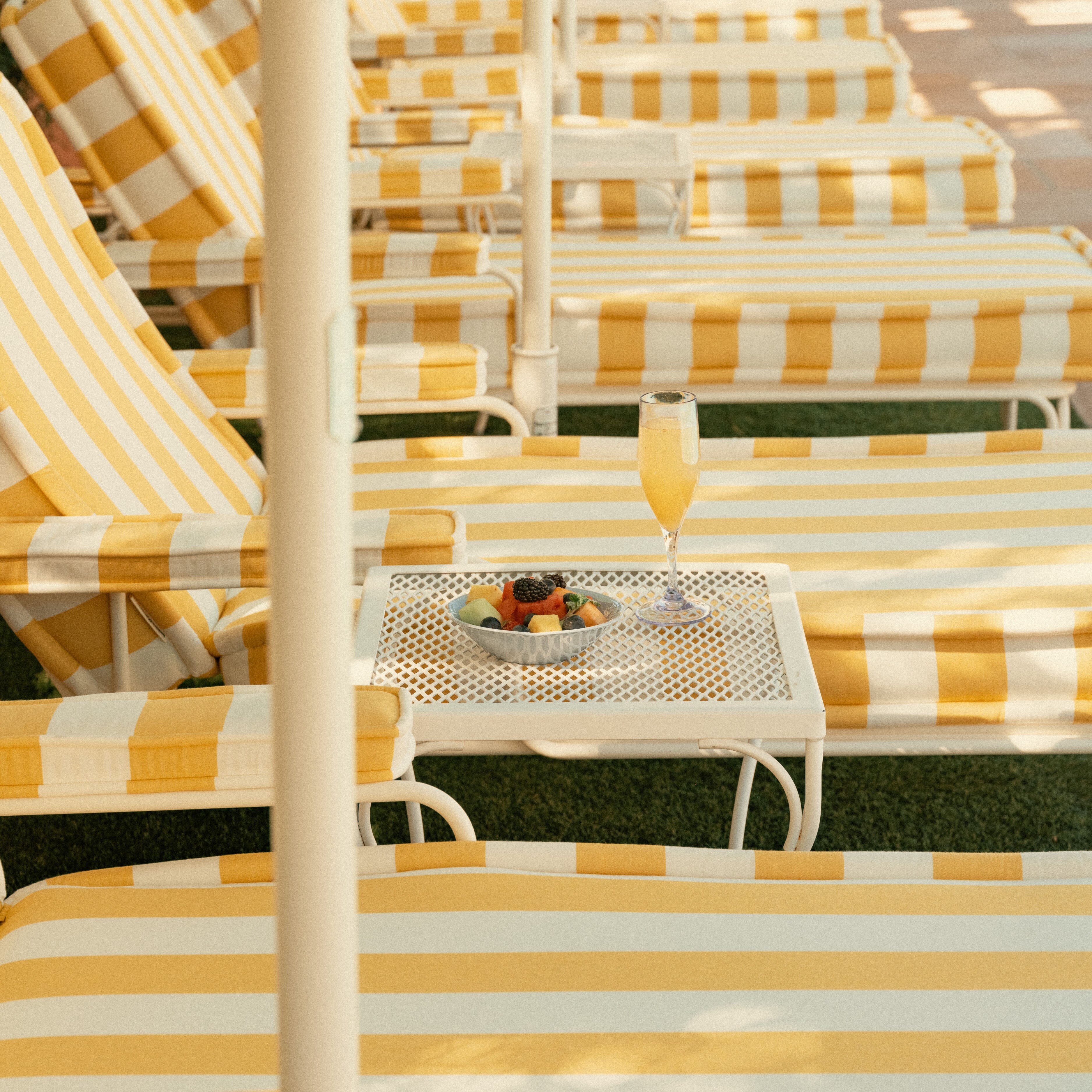 The Waterhouse Sun Lounger in Crew Mimosa Yellow Stripe | Antique White Frame - Image 5