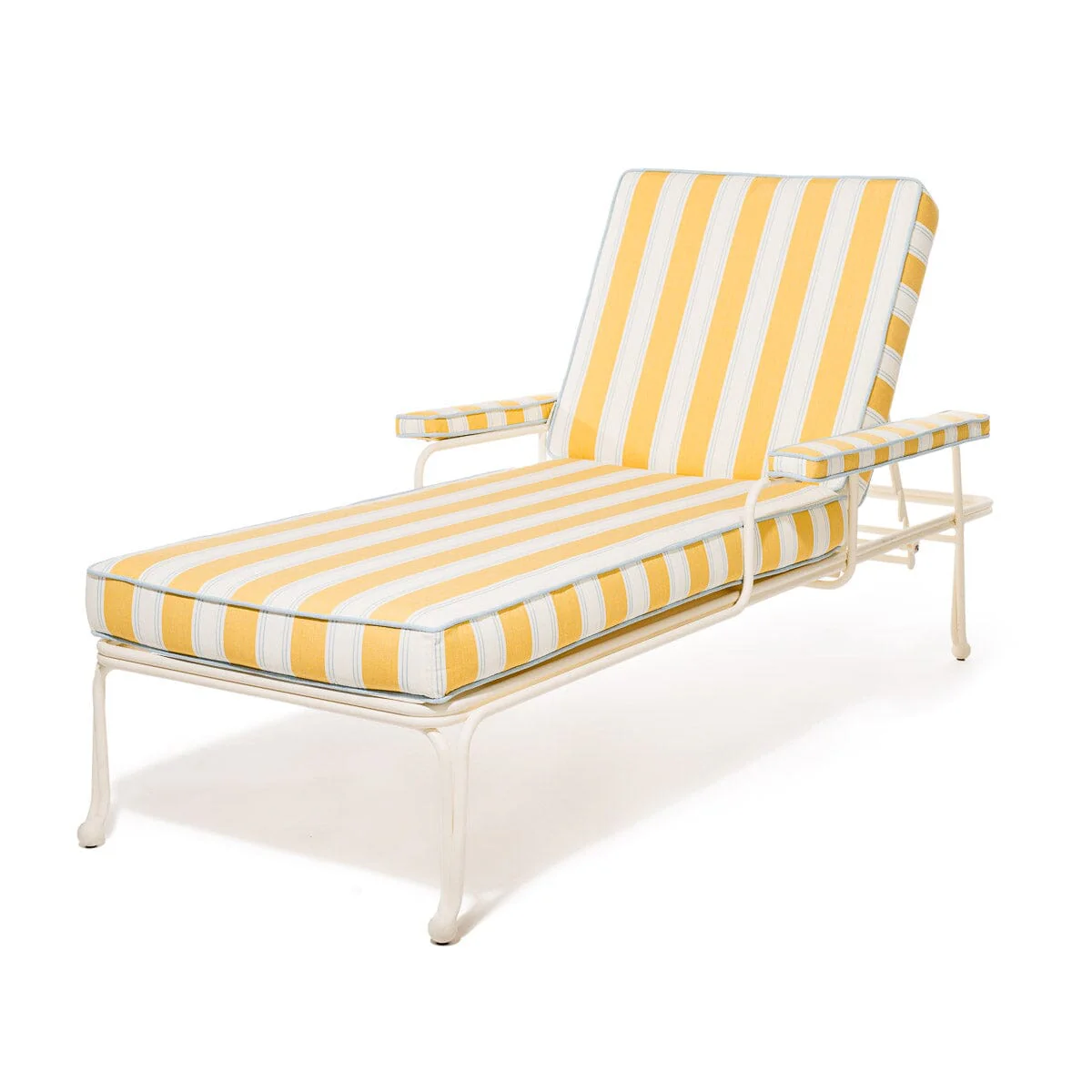 The Waterhouse Sun Lounger in Tuuli Stripe Yellow | Antique White Frame