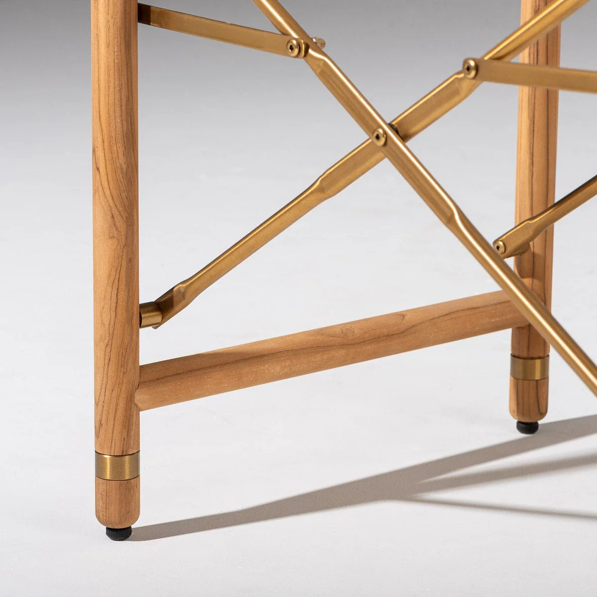 The WES Directors Chair in Monaco Black Stripe | Teakwood Gold Frame - Image 2