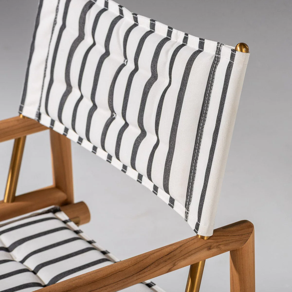 The WES Directors Chair in Monaco Black Stripe | Teakwood Gold Frame - Image 6