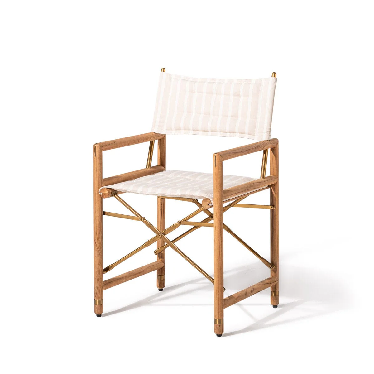 The WES Directors Chair in Monaco Natural Stripe | Teakwood Gold Frame