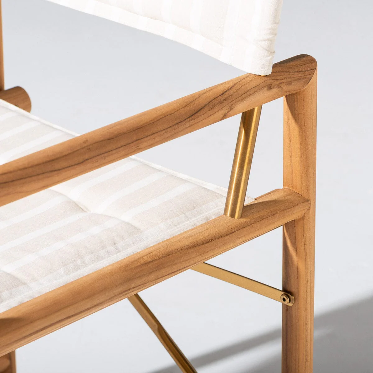 The WES Directors Chair in Monaco Natural Stripe | Teakwood Gold Frame - Image 5