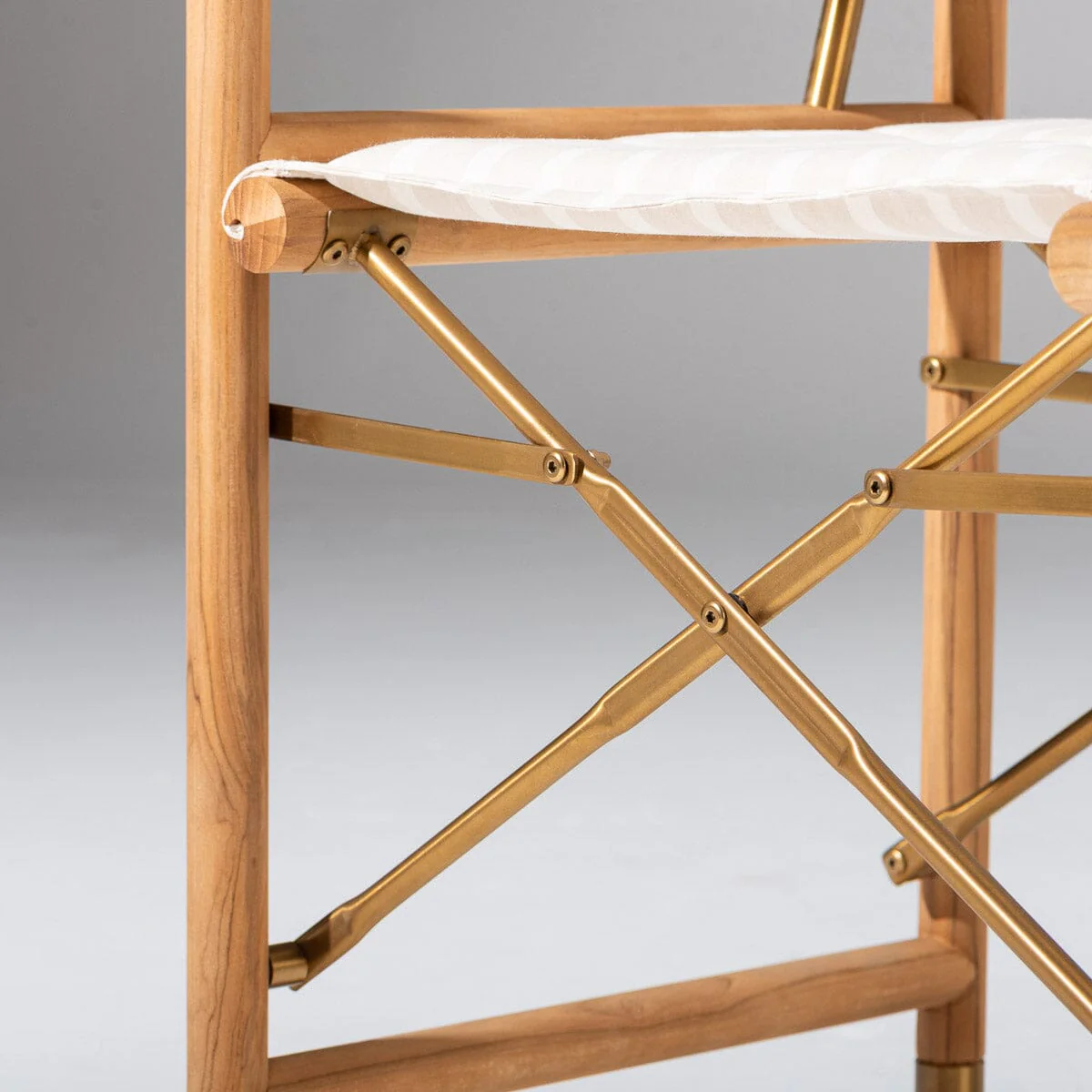 The WES Directors Chair in Monaco Natural Stripe | Teakwood Gold Frame - Image 6