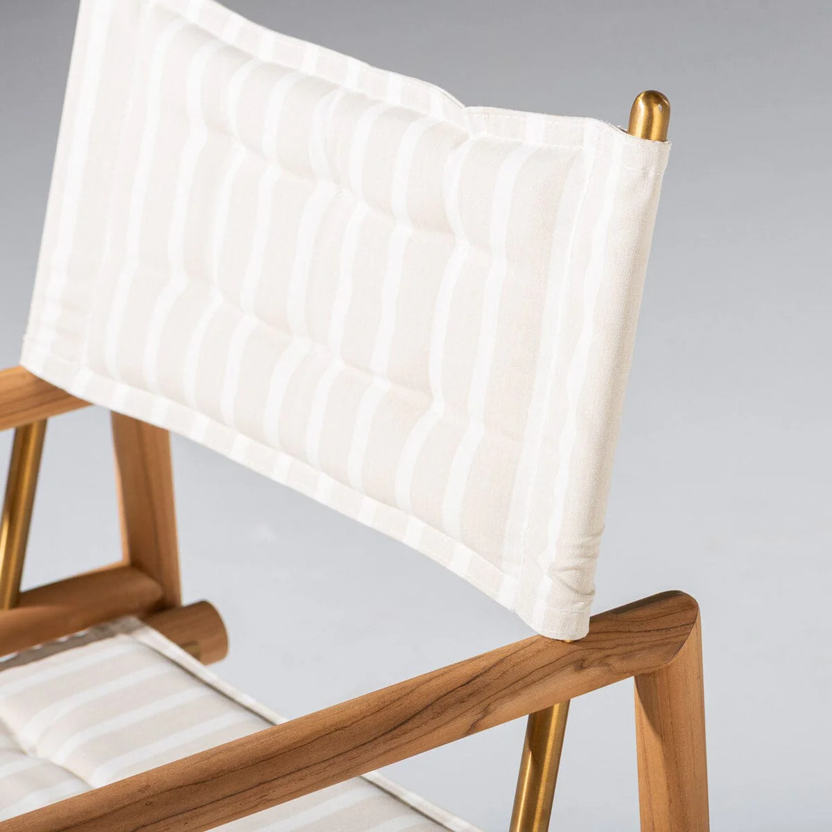 The WES Directors Chair in Monaco Natural Stripe | Teakwood Gold Frame - Image 7