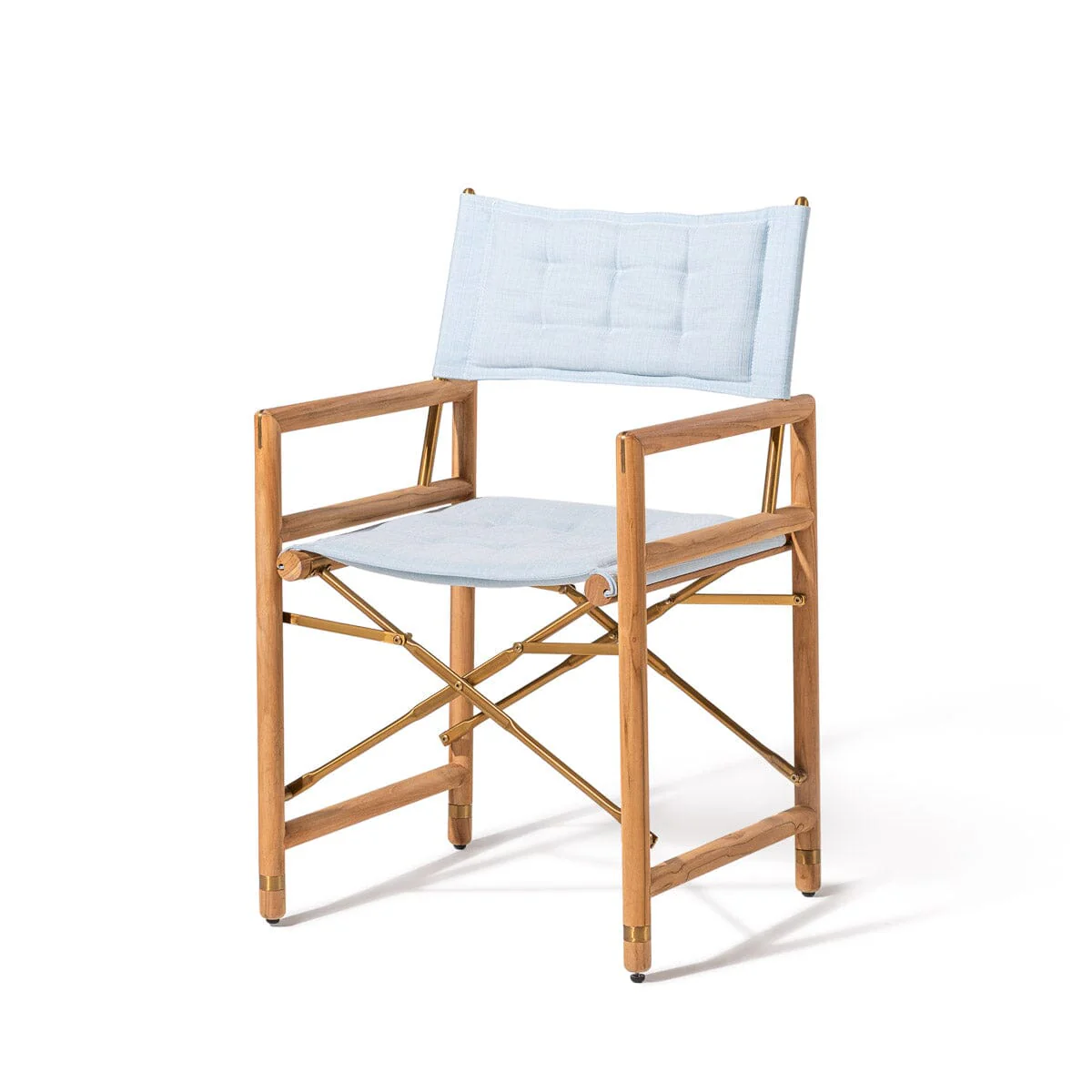 The WES Directors Chair in Sky Blue | Teakwood Gold Frame