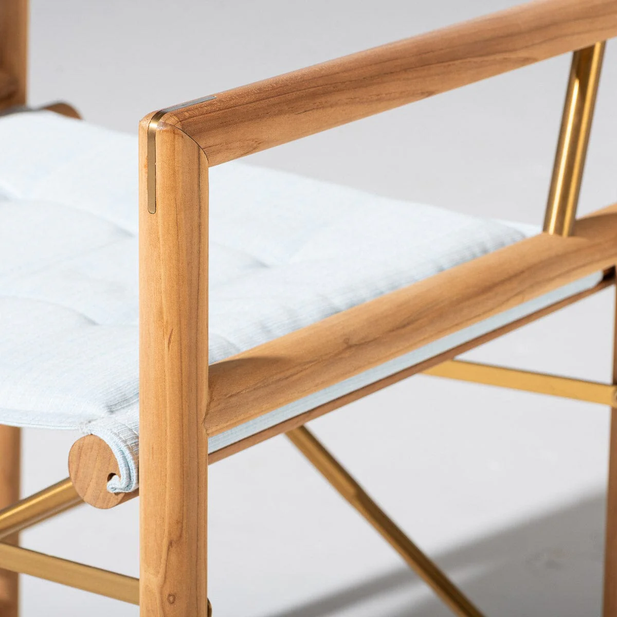 The WES Directors Chair in Sky Blue | Teakwood Gold Frame - Image 4