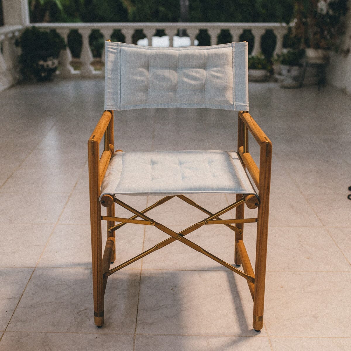 The WES Directors Chair in Sky Blue | Teakwood Gold Frame - Image 8