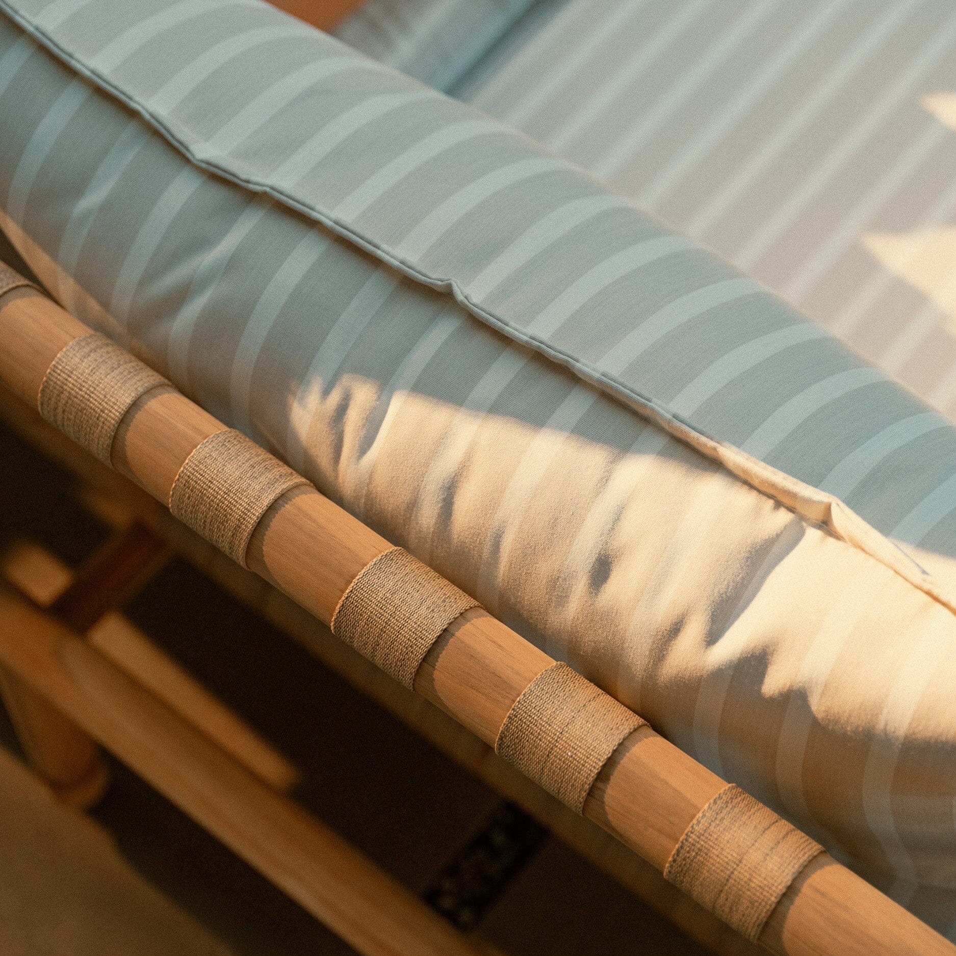 The WES Sofa in Monaco Natural Stripe | Teakwood Gold Frame - Image 3