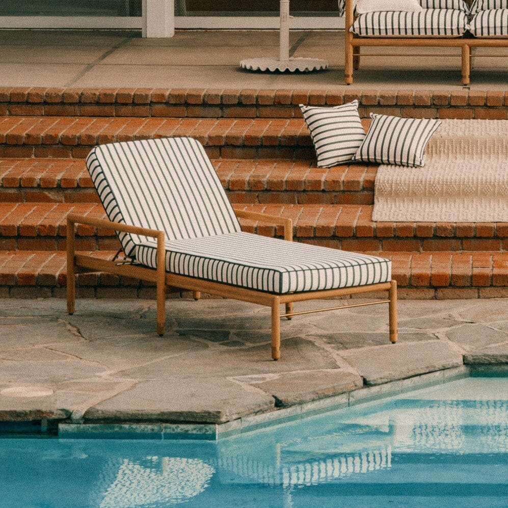 The WES Sun Lounger in Monaco Black Stripe | Teakwood Gold Frame - Image 2