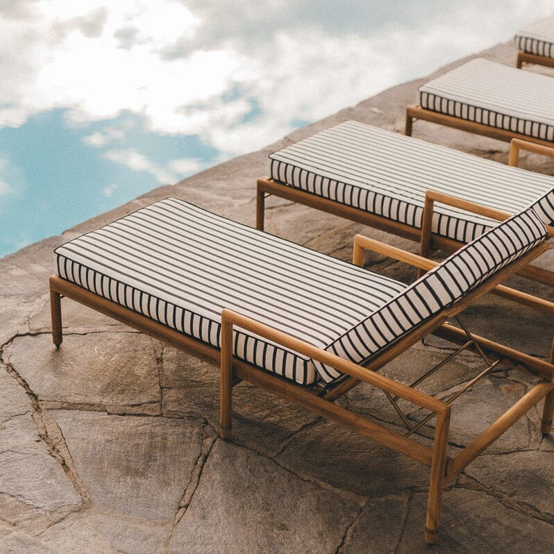 The WES Sun Lounger in Monaco Black Stripe | Teakwood Gold Frame - Image 3