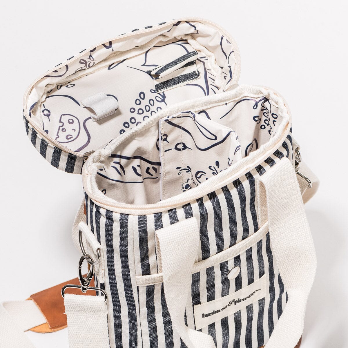 The Wine Cooler Tote Bag - Laurens Navy Stripe - Image 3